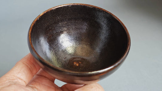 宋金磁州窯黑釉油滴小盞