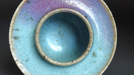 元代 鈞窯天藍釉紫斑行爐